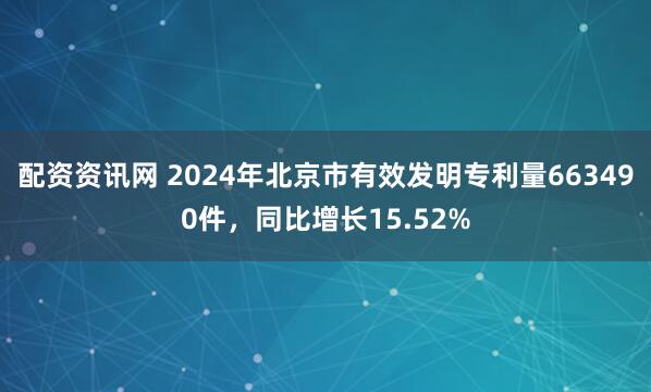配资资讯网 2024年北京市有效发明专利量663490件，同比增长15.52%