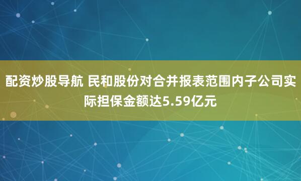 配资炒股导航 民和股份对合并报表范围内子公司实际担保金额达5.59亿元
