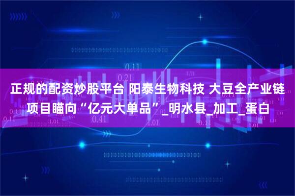 正规的配资炒股平台 阳泰生物科技 大豆全产业链项目瞄向“亿元大单品”_明水县_加工_蛋白